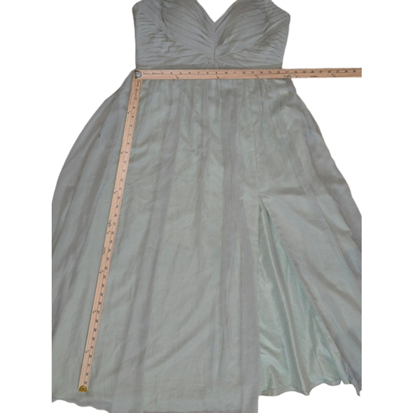Women's Azazie Dusty Sage Green A-line Gown Evening Wed Custom 38 Bust 32 Waist - Picture 4 of 11